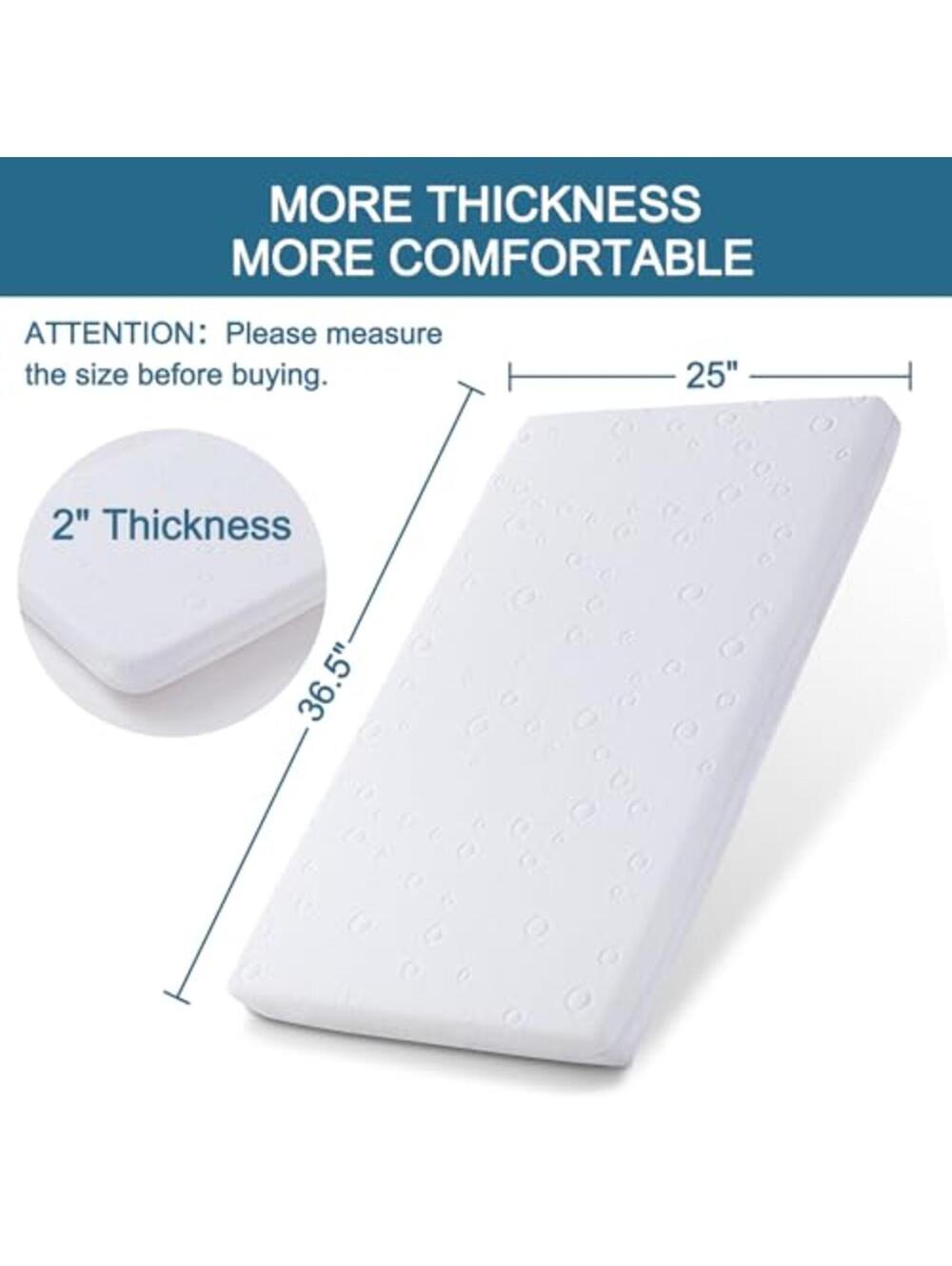 Baby Bassinet Mattress Pad 36.5"x25"x2" Dual Sided Gel Memory Foam - Picture 3 of 9
